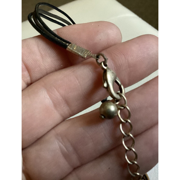 Kenneth Cole KC Jewelry Necklace Disc Pendant & Earrings Black Tiger Animal Prnt - Picture 8 of 12